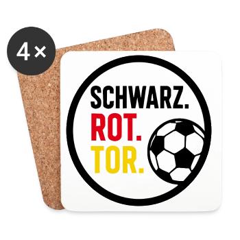 Schwarz Rot Tor Deutschland Fußball Fan - Untersetzer (4er-Set) - Weiß - Vorne