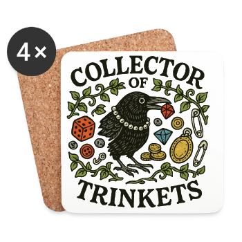 Raven Collector of Trinkets - Coasters (set of 4) - white - Front