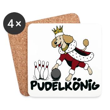 Pudel König Kegeln Bowling Design - Untersetzer (4er-Set) - Weiß - Vorne