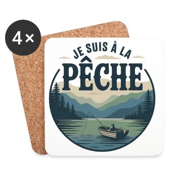 Je suis à la pêche - Dessous de verre (lot de 4) - blanc - Devant