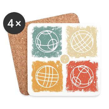 Boules vintage de bocce et de pétanque - Dessous de verre (lot de 4) - blanc - Devant