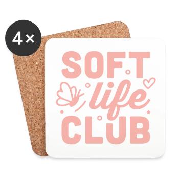 Soft life club pink aesthetic - Coasters (set of 4) - white - Front