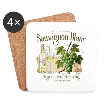 Loire Sauvignon Blanc élégant - Dessous de verre (lot de 4) - blanc - Devant