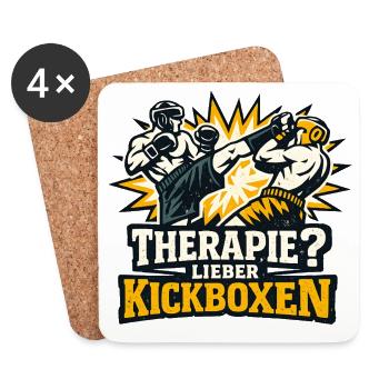 Therapie? Lieber Kickboxen - Untersetzer (4er-Set) - Weiß - Vorne