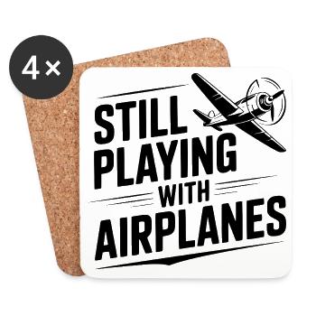 Still Playing With Airplanes - Coasters (set of 4) - white - Front