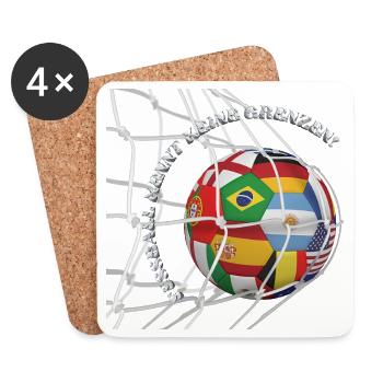 Le football ne connaît pas de limites – Le ballon du monde dans le but - Dessous de verre (lot de 4) - blanc - Devant