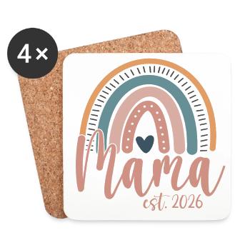 Mama 2026 Mom Baby Beste Mama Muttertag Regenbogen - Untersetzer (4er-Set) - Weiß - Vorne