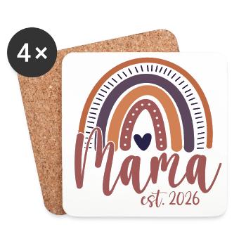 Mama 2026 Mom Baby Beste Mama Muttertag Regenbogen - Untersetzer (4er-Set) - Weiß - Vorne