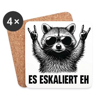 Es Eskaliert Eh Waschbär Party Spruch Humor - Untersetzer (4er-Set) - Weiß - Vorne