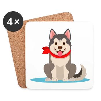 Alaskan-Malamute (bande dessinée) - Dessous de verre (lot de 4) - blanc - Devant