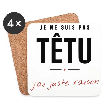 Têtu mais Raisonné Graphic - Dessous de verre (lot de 4) - blanc - Devant