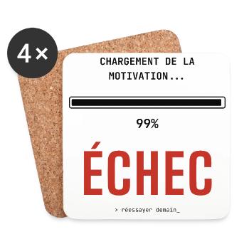 Échec motivation: réessayer demain - Dessous de verre (lot de 4) - blanc - Devant