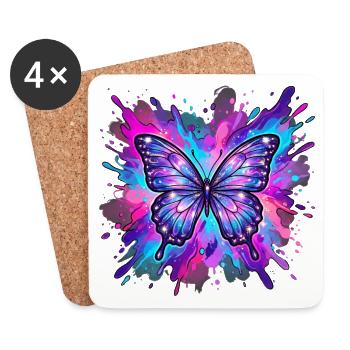 Schmetterling - Untersetzer (4er-Set) - Weiß - Vorne