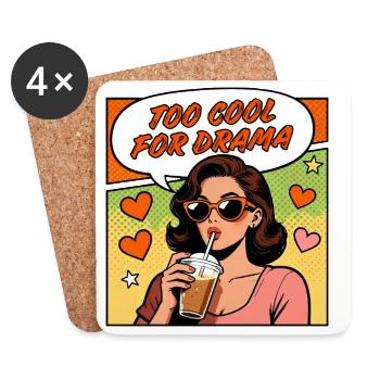 Trop cool pour le drama Pop Art - Dessous de verre (lot de 4) - blanc - Devant