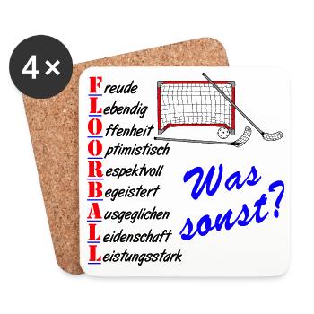Floorball Was sonst? - Untersetzer (4er-Set) - Weiß - Vorne