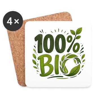 100% ORGANIC – Natur und Landwirtschaftsökologie - Untersetzer (4er-Set) - Weiß - Vorne