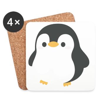Chibi-Pinguin-Silhouette - Untersetzer (4er-Set) - Weiß - Vorne