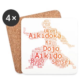 Selbstverteidigung Geschenk für ein Aikido-Schüler - Untersetzer (4er-Set) - Weiß - Vorne
