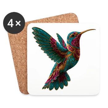 Aztekischer Kolibri Bunt Mosaik - Untersetzer (4er-Set) - Weiß - Vorne