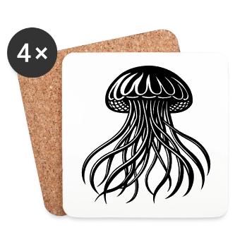 Méduses - Dessous de verre (lot de 4) - blanc - Devant