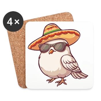 Taube Vogel Lustig Sombrero - Untersetzer (4er-Set) - Weiß - Vorne