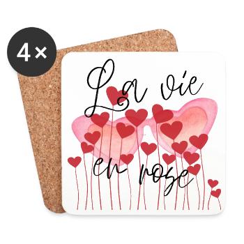 La vie en rose (romantisches Shirt) - Untersetzer (4er-Set) - Weiß - Vorne