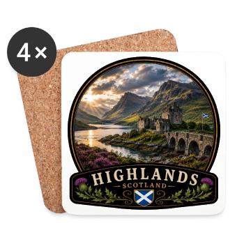 Schottland Highlands Natur Fluss Berge Wandern - Untersetzer (4er-Set) - Weiß - Vorne