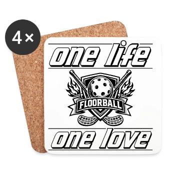 One Life Floorball Motiv - Untersetzer (4er-Set) - Weiß - Vorne