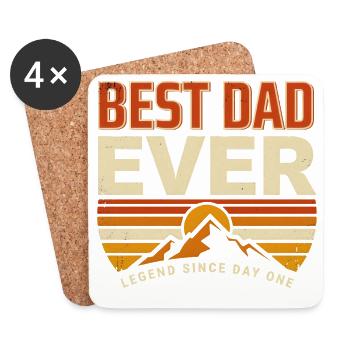 Best Dad Ever Retro Sunset - Untersetzer (4er-Set) - Weiß - Vorne