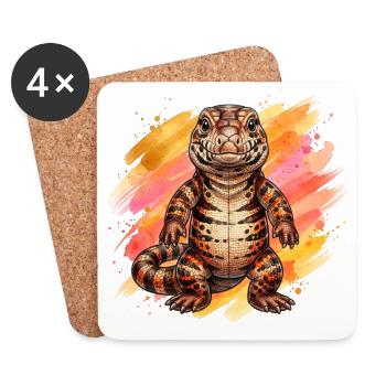 Tegu cuddly toy - Coasters (set of 4) - white - Front