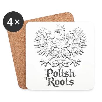Polish Roots – Vintage Poland Eagle T-Shirt - Coasters (set of 4) - white - Front
