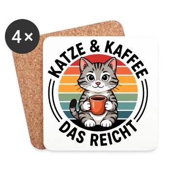 Katze und Kaffee das reicht - Untersetzer (4er-Set) - Weiß - Vorne