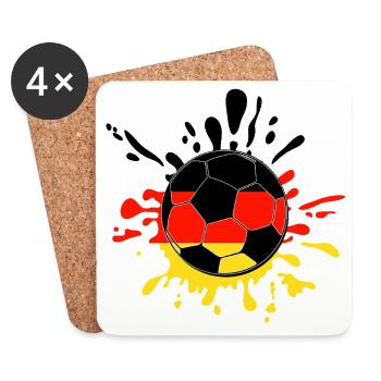 Flaggen-Splash Fußball Ball - Untersetzer (4er-Set) - Weiß - Vorne