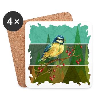 Colorful bird - Coasters (set of 4) - white - Front