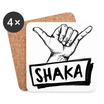 Signe de salutation Shaka Surf sur blanc – Illustration - Dessous de verre (lot de 4) - blanc - Devant