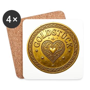 Golden Masterpiece Typography Goldstück german  - Coasters (set of 4) - white - Front