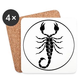 Signe astrologique du scorpion (noir) - Dessous de verre (lot de 4) - blanc - Devant