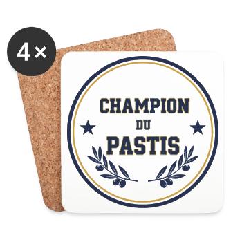 T-shirt Champion du Pastis - Dessous de verre (lot de 4) - blanc - Devant