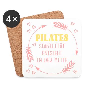 Pilates Stabilität Mitte - Untersetzer (4er-Set) - Weiß - Vorne