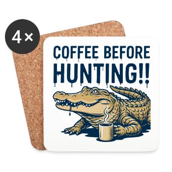 Crocodile Coffee Dire Humour Matin Caféine Reptile - Dessous de verre (lot de 4) - blanc - Devant
