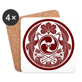 Red heraldic crane - Coasters (set of 4) - white - Front