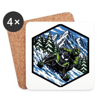 Schneemobilfahren dynamisch auf Schnee klettern - Untersetzer (4er-Set) - Weiß - Vorne