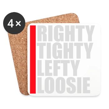 Logo DIY Drôle à droite Tighty Tighty Lefty - Dessous de verre (lot de 4) - blanc - Devant