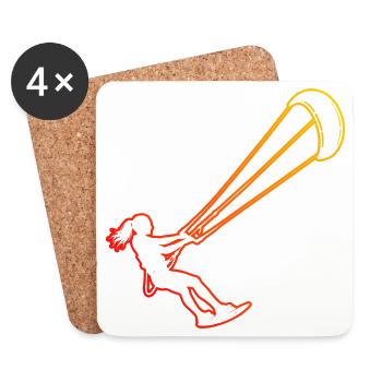 Idée cadeau pour l’amateur de sports nautiques avec le kitesurf - Dessous de verre (lot de 4) - blanc - Devant
