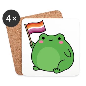 Pride Month LGBTQ - Lesbian Frog - Coasters (set of 4) - white - Front