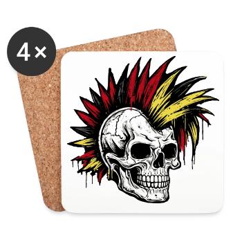 Schädel Punk Deutschland Fan schwarzrotgold - Untersetzer (4er-Set) - Weiß - Vorne