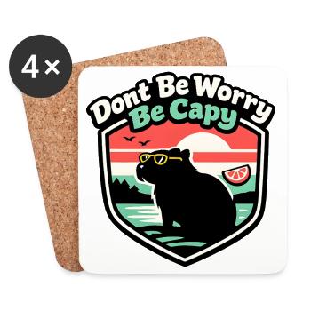 Don't worry, Capy on the beach - Coasters (set of 4) - white - Front
