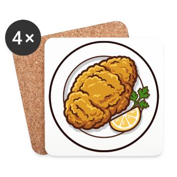 Schnitzel geht immer | mit Zitrone und Petersilie - Untersetzer (4er-Set) - Weiß - Vorne