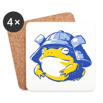 Frog Stepper with Helmet – Cartoon Adventure - Coasters (set of 4) - white - Front