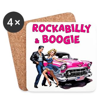 Rockabilly Boogie Retro Car Scene - Coasters (set of 4) - white - Front